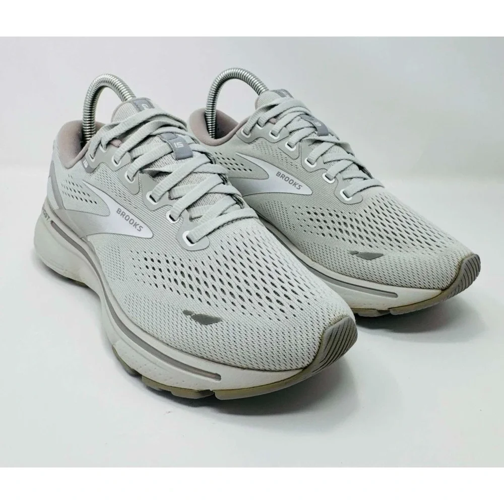 Brooks Ghost 15 Women's Size 7.5 B Running Shoes White Gray 1203801B112 Comfort